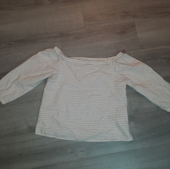 Madewell Jardin Off-the-Shoulder Top in Indigo Stripe - Picture 4 of 10